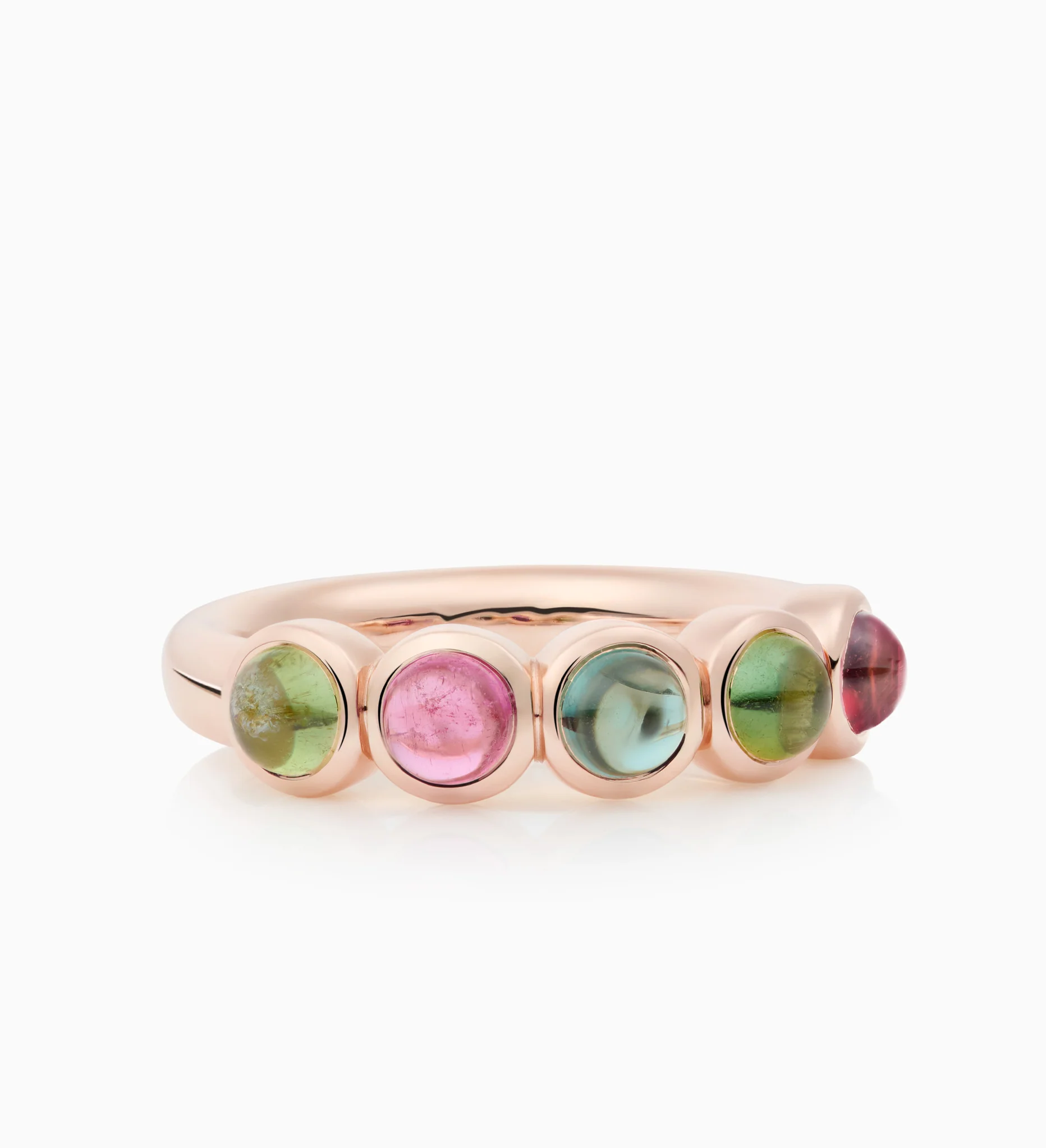 Een 18 krt roségouden Ring Bron model Confetti met 5 toermalijn stenen