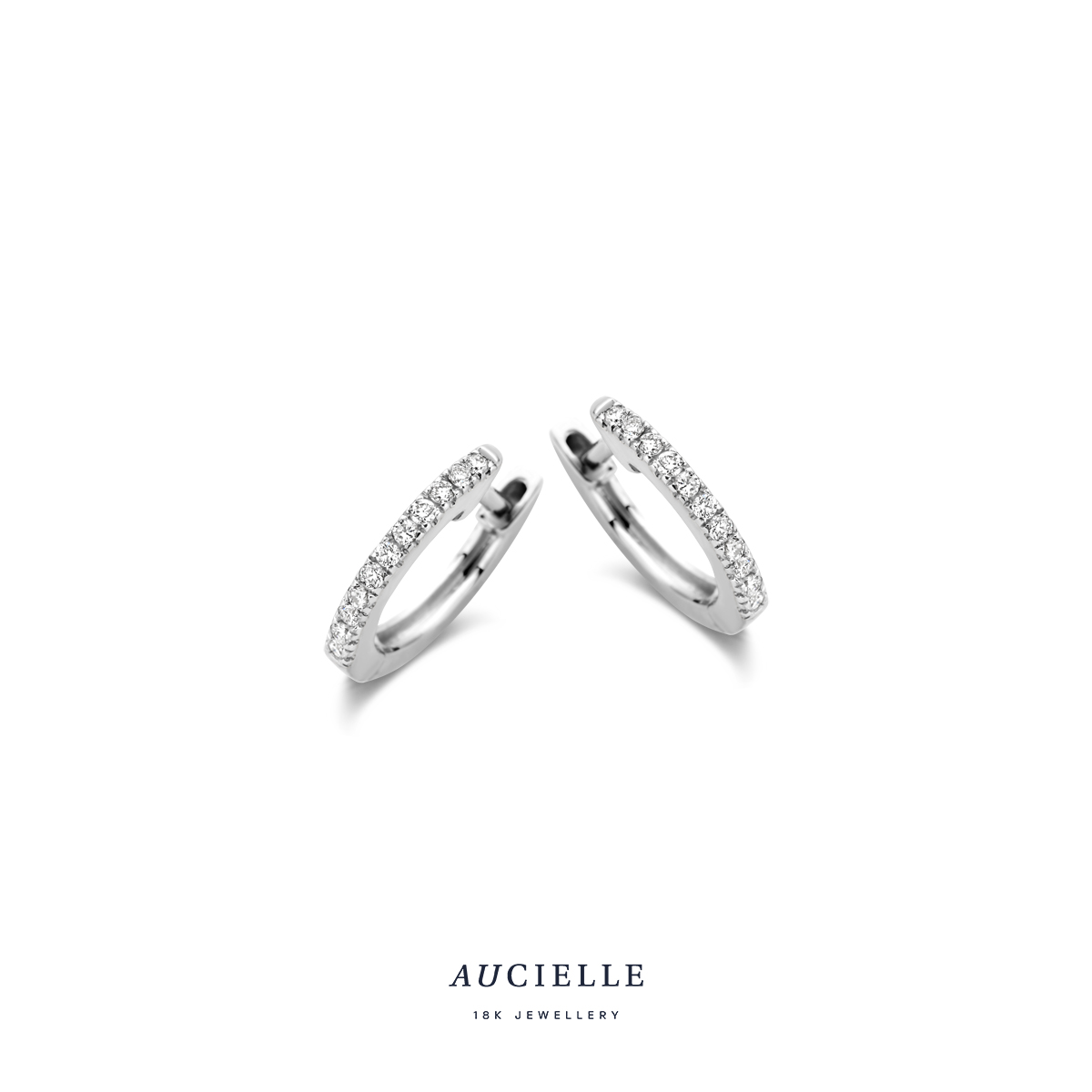 Aucielle creolen wit goud 18k briljant 10p