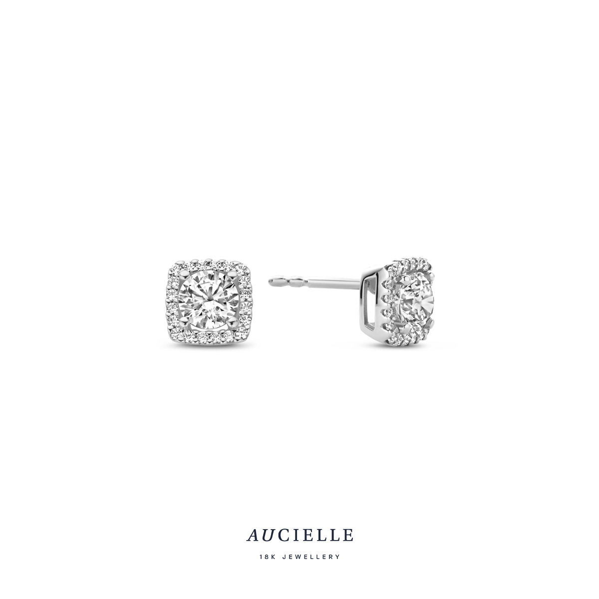 AuCielle Oorstekers wit goud 18k AE0047W