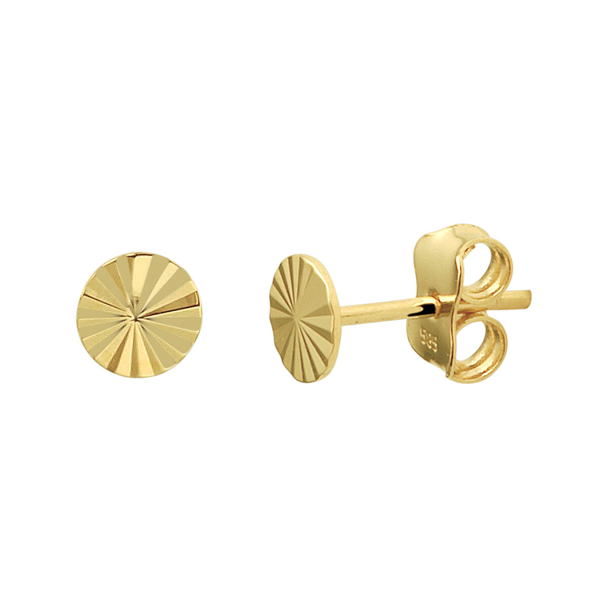 Geelgouden 14 k oorknoppen rond gediamanteerd 