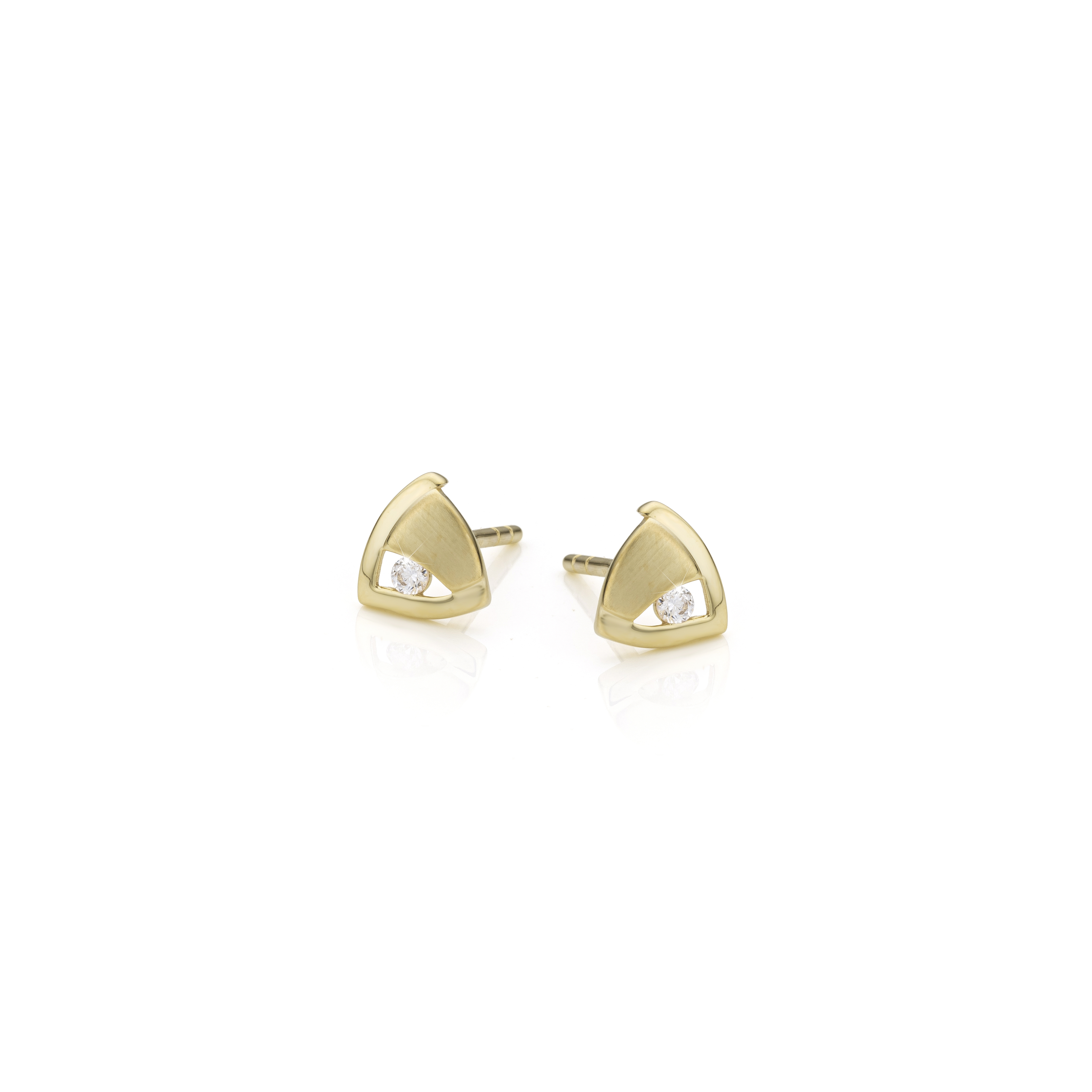 Huiscollectie - 14kt Geelgouden oorknoppen bezet met zirconia, mat/poli - 78611/11