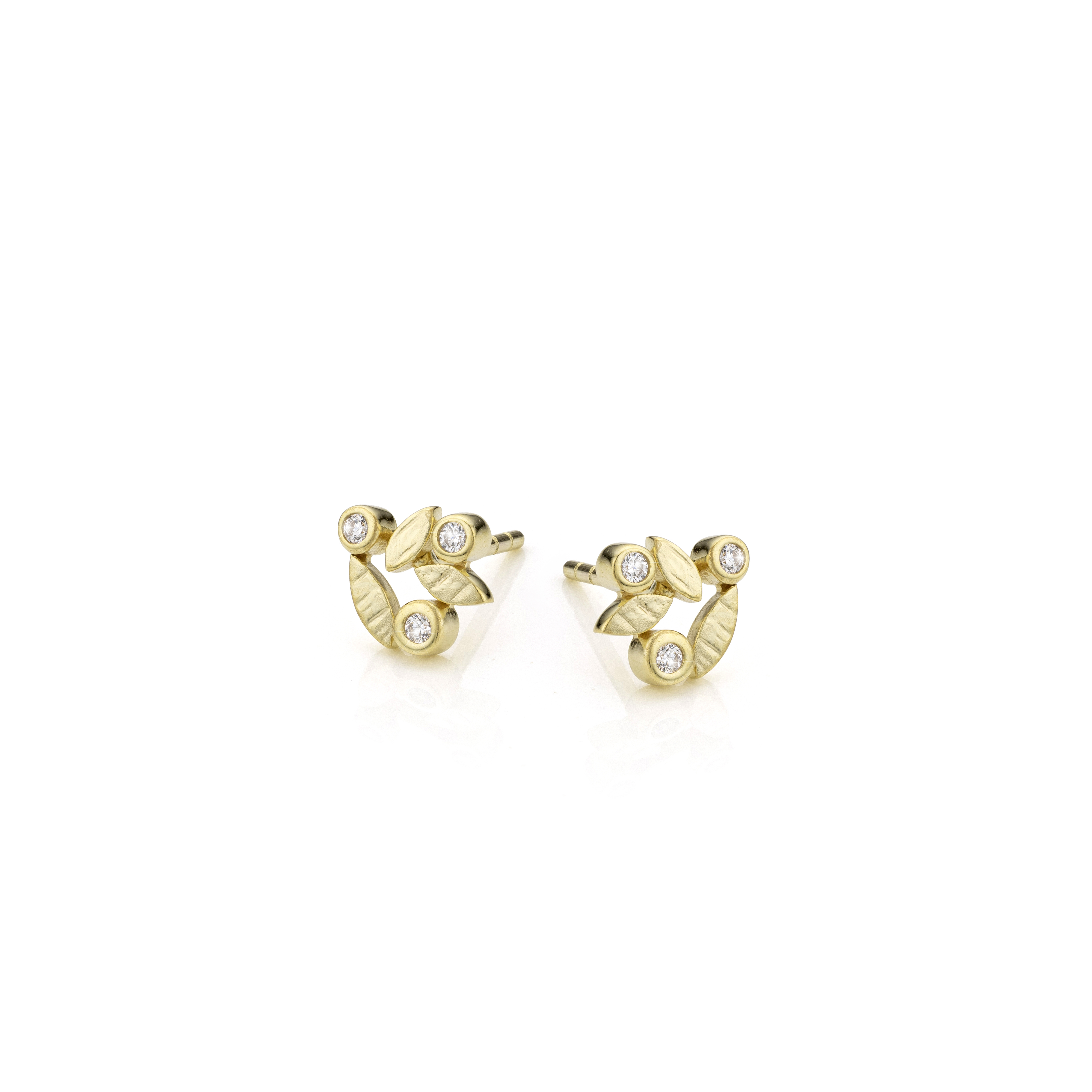 Huiscollectie - 14kt geelgouden oorknoppen bezet met zirconia, mat/poli - 78823/10