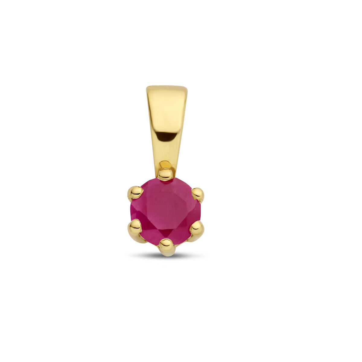 14k Geelgouden geboortesteen hanger uitgevoerd met een schitterende steen. De hanger heeft een afmeting van 9x4.2mm