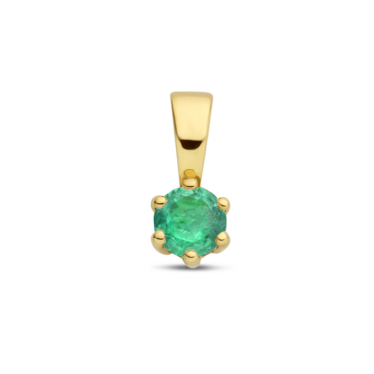 14k Geelgouden geboortesteen hanger uitgevoerd met een schitterende steen. De hanger heeft een afmeting van 9x4.2mm