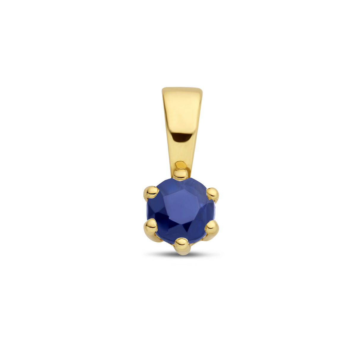 14k Geelgouden geboortesteen hanger uitgevoerd met een schitterende steen. De hanger heeft een afmeting van 9x4.2mm
