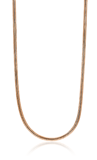 ZINZI zilveren slangencollier rosé verguld 45cm van 1 mm breed. Ook verkrijgbaar in 42cm. Het collier is vervaardigd van eerste gehalte zilver (925) en is extra rosé verguld.