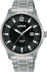 Lorus Quarts heren pols horloge model RH995QX-9 Titanium met Titanium band. 10 ATM waterdicht.