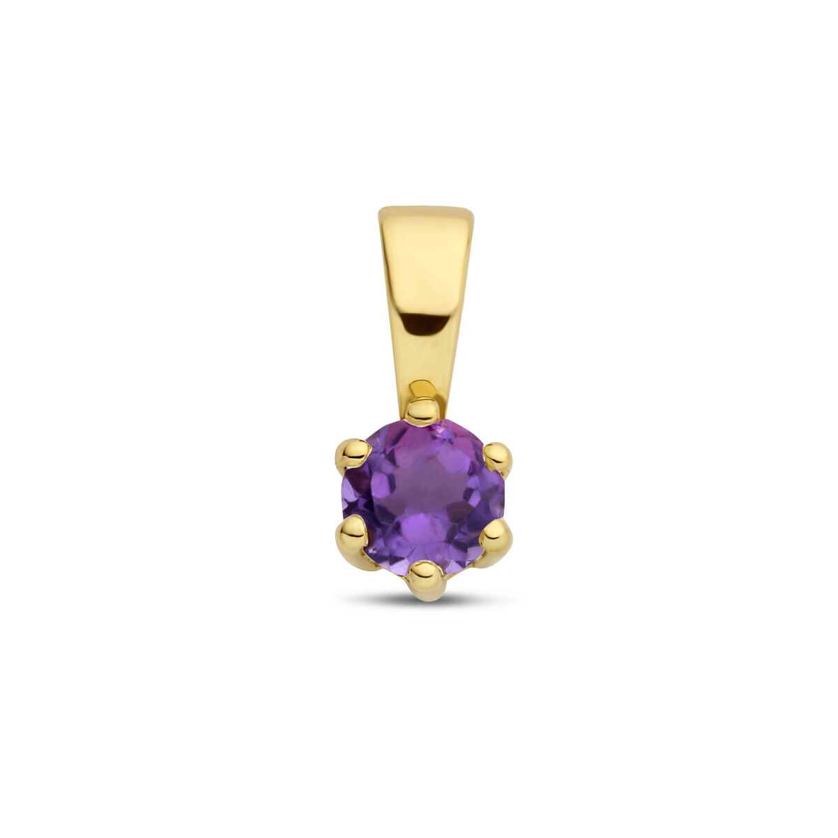 14k Geelgouden geboortesteen hanger uitgevoerd met een schitterende steen. De hanger heeft een afmeting van 9x4.2mm