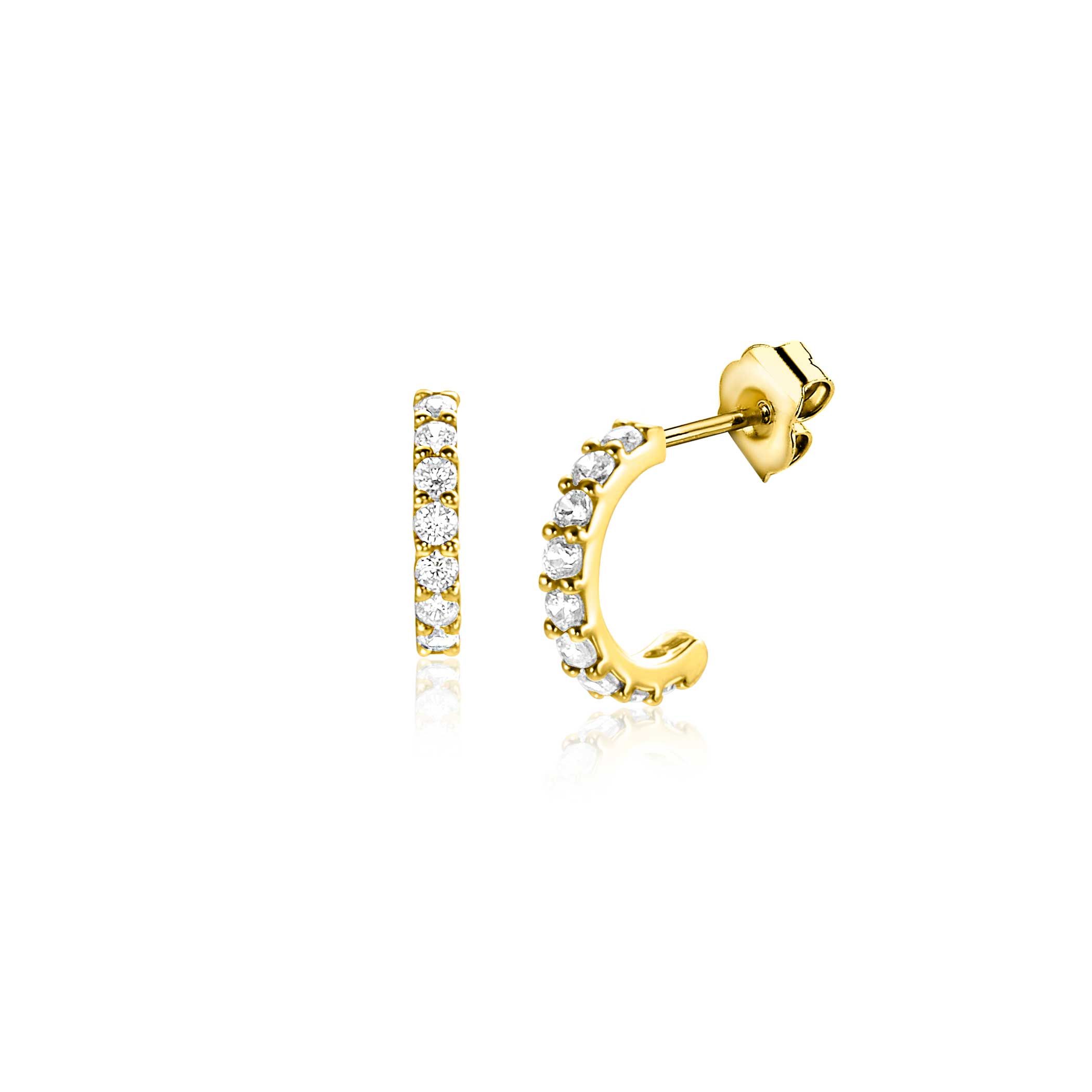 1 paar 14 krt geelgouden oorstekers met zirkonia uit de zinzi gold collectie