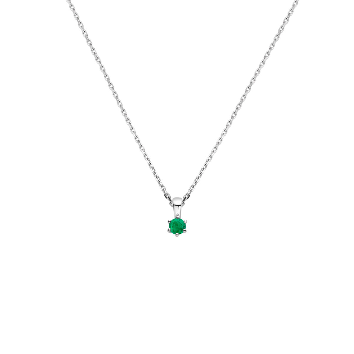 Gerhodineerd 925 zilveren collier met een geboortesteen hanger. Het collier heeft een draaglengte van 41cm en een extensie van 4cm. De schakelbreedte is 1.1mm. Uitgevoerd met een karabijn sluiting.