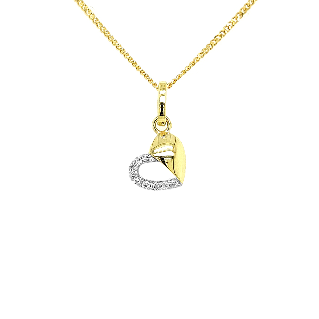  Geelgouden hanger Hart met Zirkonia steentjes