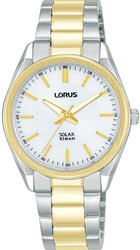 Lorus Quarts Solar dames pols horloge model RY514AX-9 bicolor staal met stalen band. 10 ATM waterdicht.
