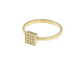 14k geelgouden ring met zirkonia