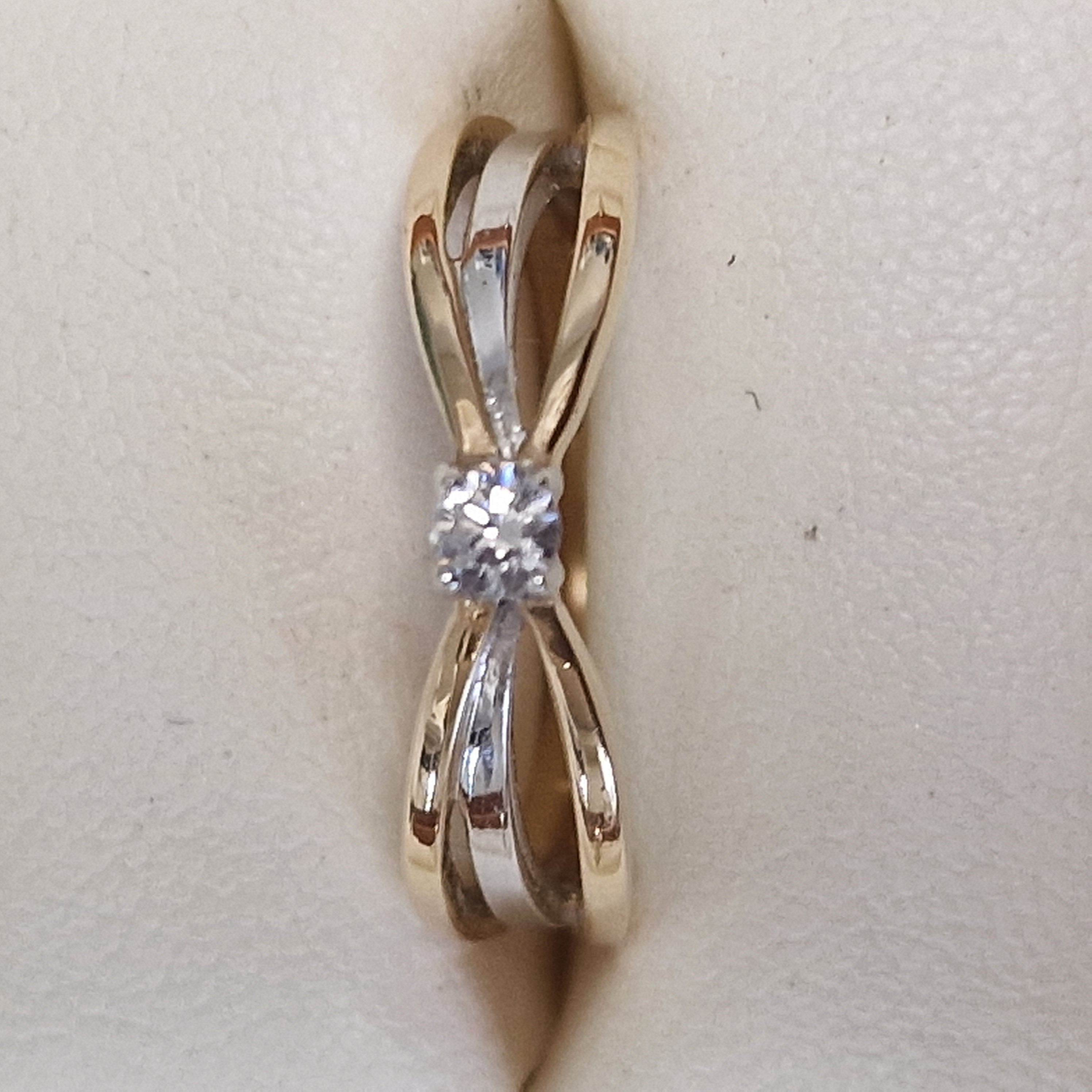 14k wit en geelgouden damesring met zirkonia VIK0883