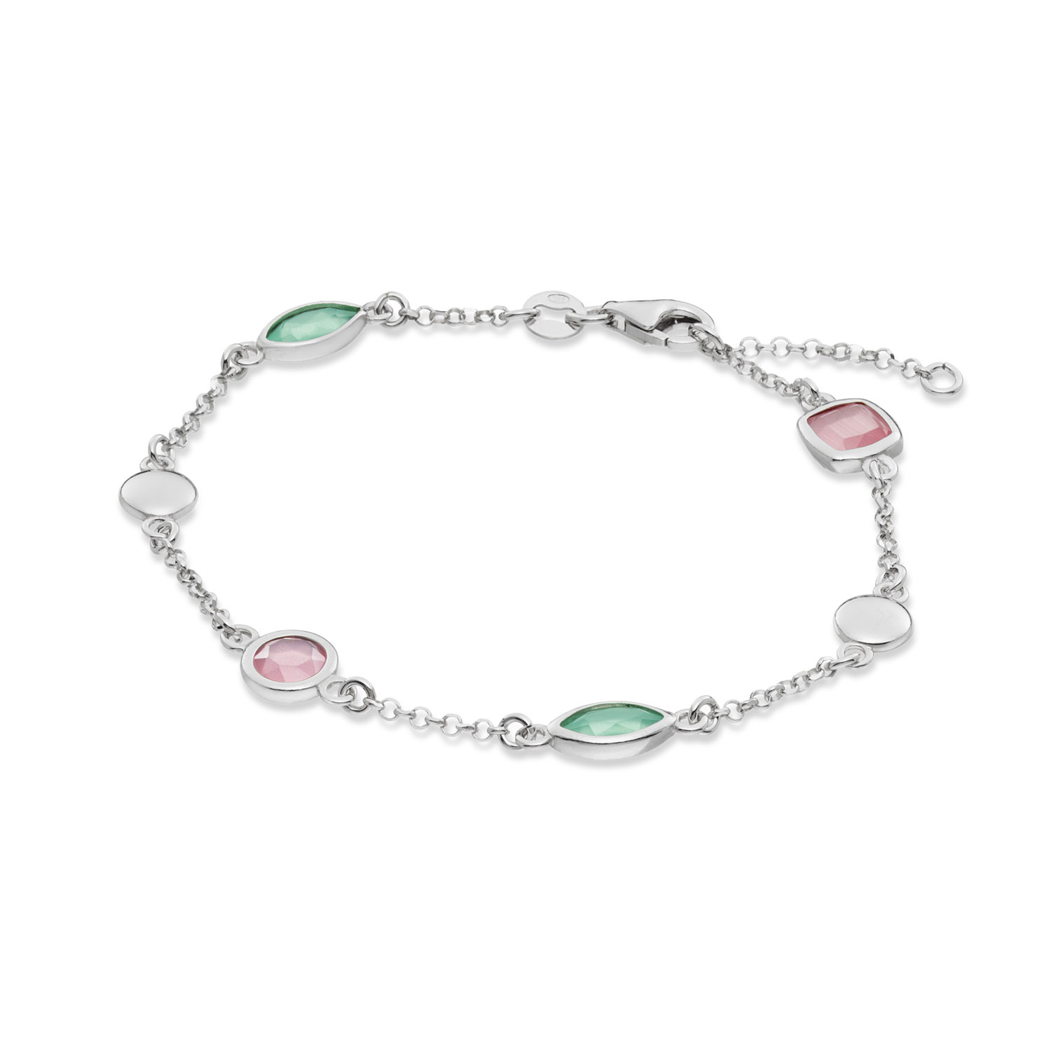 Zilveren armband met kleurstenen. 19 cm Colors From Nature. Dit is een damesarmband van het merk GLOW. 