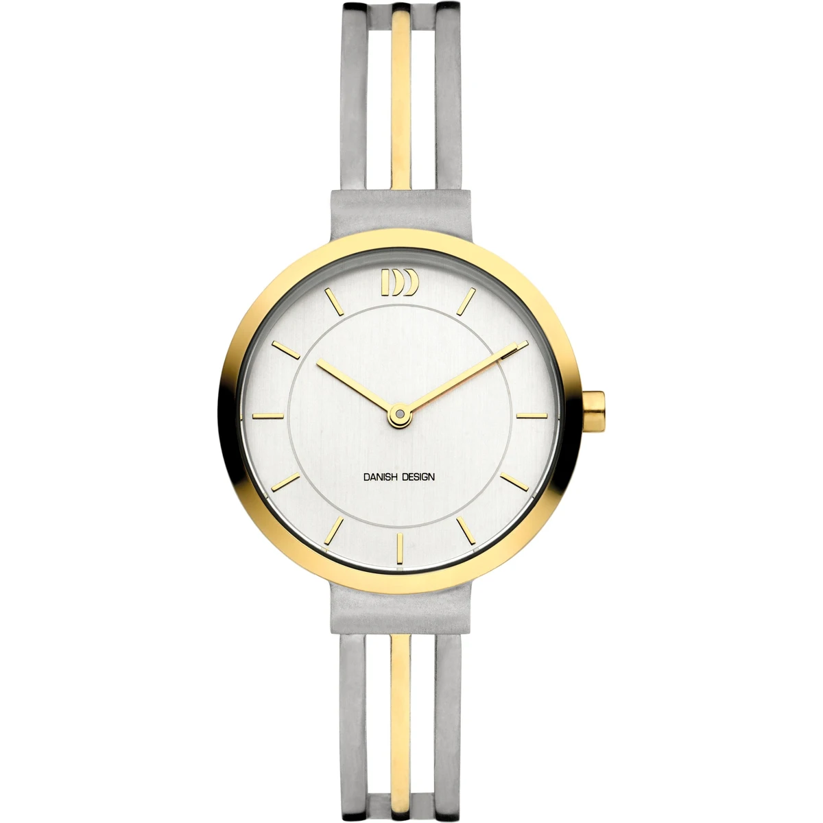 De DANISH DESIGN TIARA horloge, modelnummer IV65Q1277, heeft een elegante uitstraling met een zilver gekleurde wijzerplaat en een goud-zilver gekleurde titanium band. Het horloge is nikkelvrij, antiallergisch en waterbestendig (niveau 3). Draag dit stijlvolle, analoge uurwerk om dagelijks verfijning toe te voegen aan je look. Perfect voor zowel formele als casual gelegenheden.