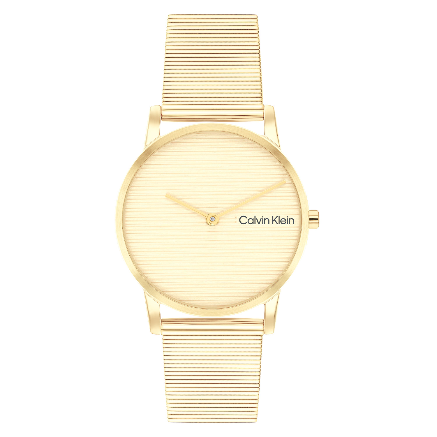 
Dit Calvin Klein dameshorloge met nr CK2510035 is een minimalistisch ontwerp. De stijlvolle ronde stalen goudkleurige kast heeft een gladde bezel met een goudkleurige wijzerplaat met alleen wijzers als uursaanduiding. Aan het horloge zit een strakke milanese band met klapluiting. Het horloge heeft een mineraalglas met fijne lijntjes op de wijzerplaat, een doorsnee van 30mm en is 3ATM.


