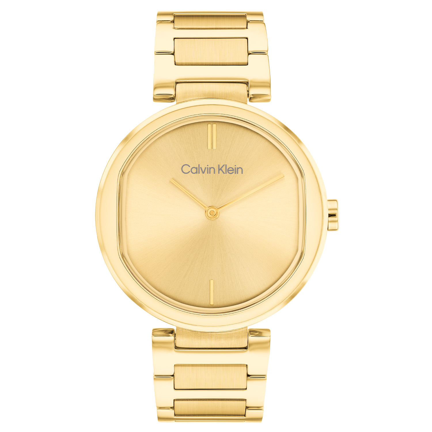 
Dit Calvin Klein dameshorloge met nr CK25200252 is een chique en minimalistisch ontwerp. De stijlvolle ronde gladde stalen kast heeft een speciale vorm goudkleurige sunray wijzerplaat met een gladde bezel. Op de wijzerplaat is alleen de merknaam gedrukt en de tijd wordt aangegeven met hele fijne wijzers. Aan de goudkleurige kast zit een goudkleurige schakel band. Het sierlijke horloge heeft een mineraalglas, een doorsnee van 36mm en is 3 ATM.

