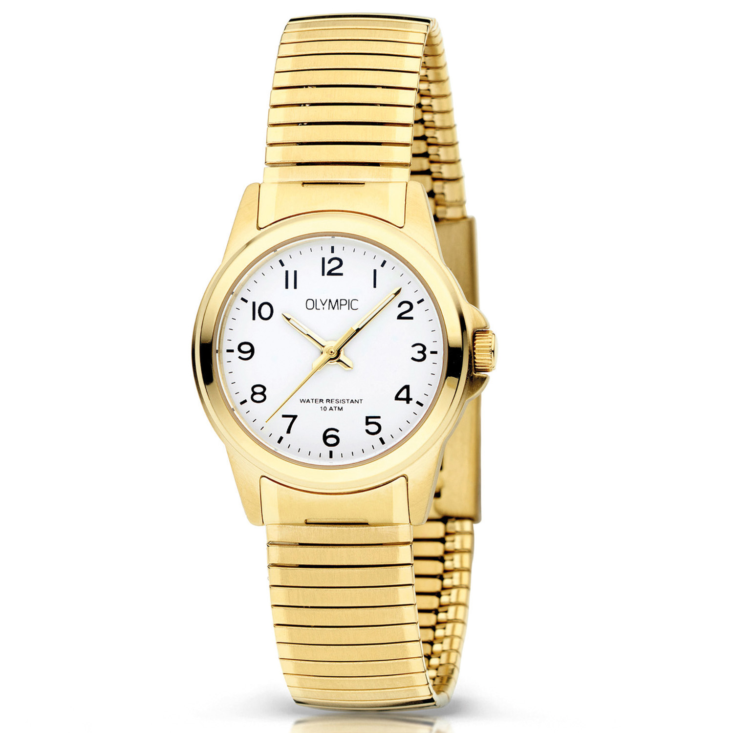 Olympic OL26DDD018 CHARLIE - Horloge - Staal - Goudkleurig - Rekband - 27mm
Dit unieke Olympic horloge met artikelnummer: OL26DDD018 is een klassiek dameshorloge. Het horloge heeft een geborstelde matte goudkleurige kast met een witte wijzerplaat met zwarte arabische cijfers en goudkleurige wijzers. Aan het horloge zit een mat/glimmende stalen goudkleurige rekband zonder sluiting. Het horloge heeft een mineraalglas, een afmeting van 27mm en is 10 ATM. Zeer geschikt voor oudere mensen en klanten die moeite hebben met sluitingen.

Waterdichtheid 10 ATM
Dit horloge is bestand tegen water bij het zwemmen en douchen. Dit horloge is niet bestand tegen (grote) waterdruk dus je kunt er niet mee duiken.

Het merk:
Het Nederlandse horlogemerk Olympic levert stoere chronografen, slimline series, digitale uurwerken en elegante dameshorloges. De prijs-kwaliteitverhouding staat bij Olympic hoog in het vaandel met prijzen die uiteenlopen van € 34,95 tot en met € 169,00.

100% Nederlands ontwerp, waterdicht en standaard 3 jaar fabrieksgarantie.

Specificaties:
- Ronde kast
- Goudkleurige horlogekast
- Witte wijzerplaat
- Goudkleurige rekband
- 10 ATM (Regen- & spatwaterdicht)
- Standaard 3 jaar fabrieksgarantie
- Mineraalglas