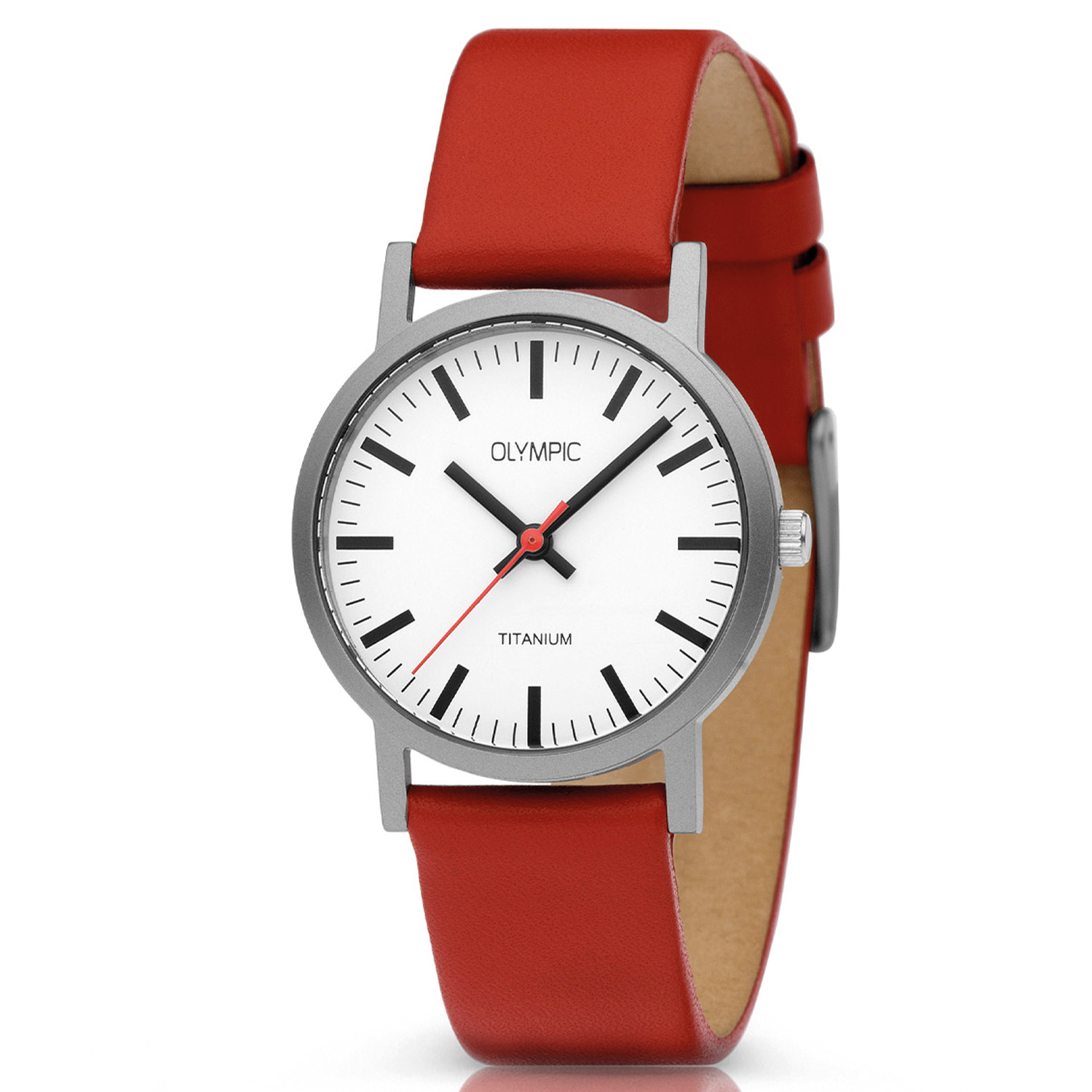 Olympic OL26DTL069 JOSH Horloge - Titanium - Leer - Rood - 30mm
Dit unieke Olympic horloge met artikelnummer: OL26DTL069 is een strak dameshorloge. De ronde titanium kast heeft een gladde bezel en een witte wijzerplaat met strakke streepjes en wijzers. Aan de titanium kast zit een rode lerenband met een gespsluiting. Titanium is geschikt voor mensen met een gevoelige huid. Het is anti allergisch. Het horloge heeft een mineraalglas een doorsnee van 30mm en is 5ATM. 

Waterdichtheid 10ATM
Dit horloge is bestand tegen water bij het zwemmen en douchen. Dit horloge is niet bestand tegen (grote) waterdruk dus je kunt er niet mee duiken.
Waterdichtheid  5ATM
Dit horloge is regen en spatwaterdicht. Niet geschikt om mee te zwemmen en douchen.
Waterdichtheid 3ATM
Dit horloge is spatwaterdicht. Niet geschikt om mee te zwemmen en douchen.

Het merk:
Het Nederlandse horlogemerk Olympic levert stoere chronografen, slimline series, digitale uurwerken en elegante dameshorloges. De prijs-kwaliteitverhouding staat bij Olympic hoog in het vaandel met prijzen die uiteenlopen van € 34,95 tot en met € 159,00.

100% Nederlands ontwerp, waterdicht en standaard 3 jaar fabrieksgarantie.

Specificaties:
- Ronde kast 30mm
- Titanium horlogekast
- Witte wijzerplaat
- Rode lerenband
- 5ATM 
- Standaard 3 jaar fabrieksgarantie
- Mineraalglas