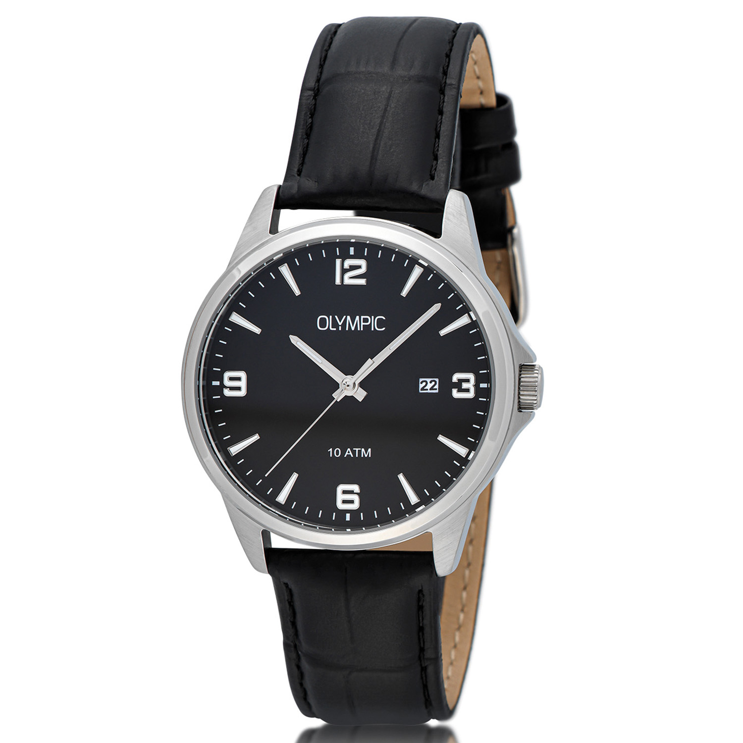 Olympic OL26HDL079 GLENN Horloge - Staal - Leer - Zwart - 40mm
Dit unieke Olympic horloge met artikelnummer: OL26HDL079 is een klassiek horloge. De ronde stalen kast heeft een gladde bezel en een zwarte wijzerplaat met een datum aanduiding. Aan de kast zit een zwarte lerenband met een gespsluiting. Het horloge heeft een mineraalglas een doorsnee van 40mm en is 10ATM. 

Waterdichtheid 10ATM
Dit horloge is bestand tegen water bij het zwemmen en douchen. Dit horloge is niet bestand tegen (grote) waterdruk dus je kunt er niet mee duiken.
Waterdichtheid  5ATM
Dit horloge is regen en spatwaterdicht. Niet geschikt om mee te zwemmen en douchen.
Waterdichtheid 3ATM
Dit horloge is spatwaterdicht. Niet geschikt om mee te zwemmen en douchen.

Het merk:
Het Nederlandse horlogemerk Olympic levert stoere chronografen, slimline series, digitale uurwerken en elegante dameshorloges. De prijs-kwaliteitverhouding staat bij Olympic hoog in het vaandel met prijzen die uiteenlopen van € 34,95 tot en met € 159,00.

100% Nederlands ontwerp, waterdicht en standaard 3 jaar fabrieksgarantie.

Specificaties:
- Ronde kast 40mm
- Stalen horlogekast
- Zwarte wijzerplaat
- Zwarte lerenband
- 10ATM 
- Standaard 3 jaar fabrieksgarantie
- Mineraalglas