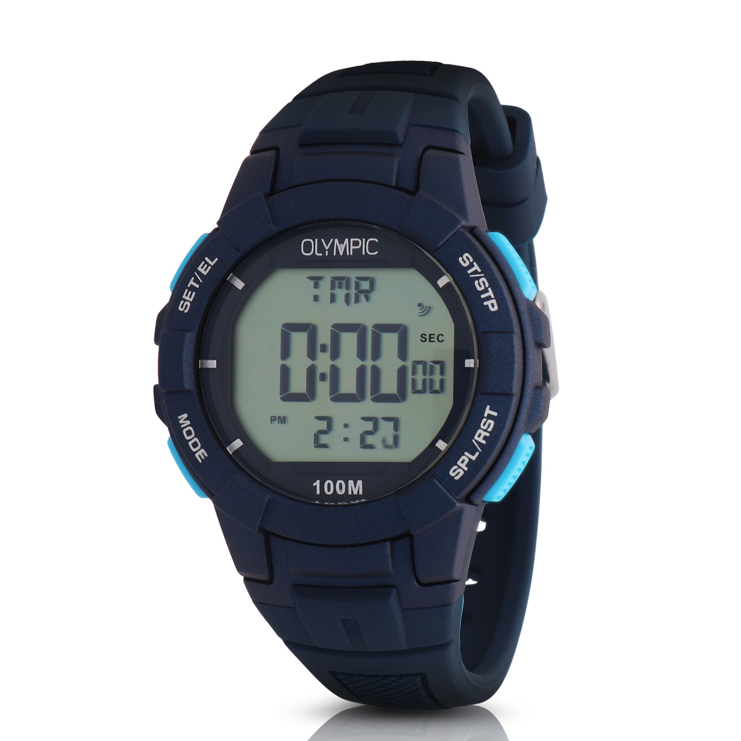 Olympic OL45HKR016 Digital Horloge Kids Blw/L Blw 36mm Dit unieke Olympic horloge met artikelnummer: OL45HKR016 is een digitaal kinder horloge met een sportieve uitstraling. De kunststof kast heeft 4 drukknoppen waarmee je de verschillende functies kan bedienen. De horloges zijn in verschillende kleur samenstellingen en verschillende grootte te krijgen. Het horloge heeft tijd,- datum,- dag,- aanduiding. Ook heeft het een timer, alarm en stopwatch functie. Dit geeft het horloge vele mogelijkheden. Aan de kast zit een gelijk gekleurde siliconen band met een gespsluiting. Het horloge heeft een kunststofglas, een doorsnee van 36mm en is 10ATM. Waterdichtheid 10ATM Dit horloge is bestand tegen water bij het zwemmen en douchen. Dit horloge is niet bestand tegen (grote) waterdruk dus je kunt er niet mee duiken. Het merk: Het Nederlandse horlogemerk Olympic levert stoere chronografen, slimline series, digitale uurwerken en elegante dameshorloges. De prijs-kwaliteitverhouding staat bij Olympic hoog in het vaandel met prijzen die uiteenlopen van &euro; 34,95 tot en met &euro; 159,00. 100% Nederlands ontwerp, waterdicht en standaard 3 jaar fabrieksgarantie. Specificaties: - Ronde kast &Oslash; 36mm - Digitaal uurwerk - Siliconen band - Blauw - 10ATM - Standaard 3 jaar fabrieksgarantie - Kunststofglas