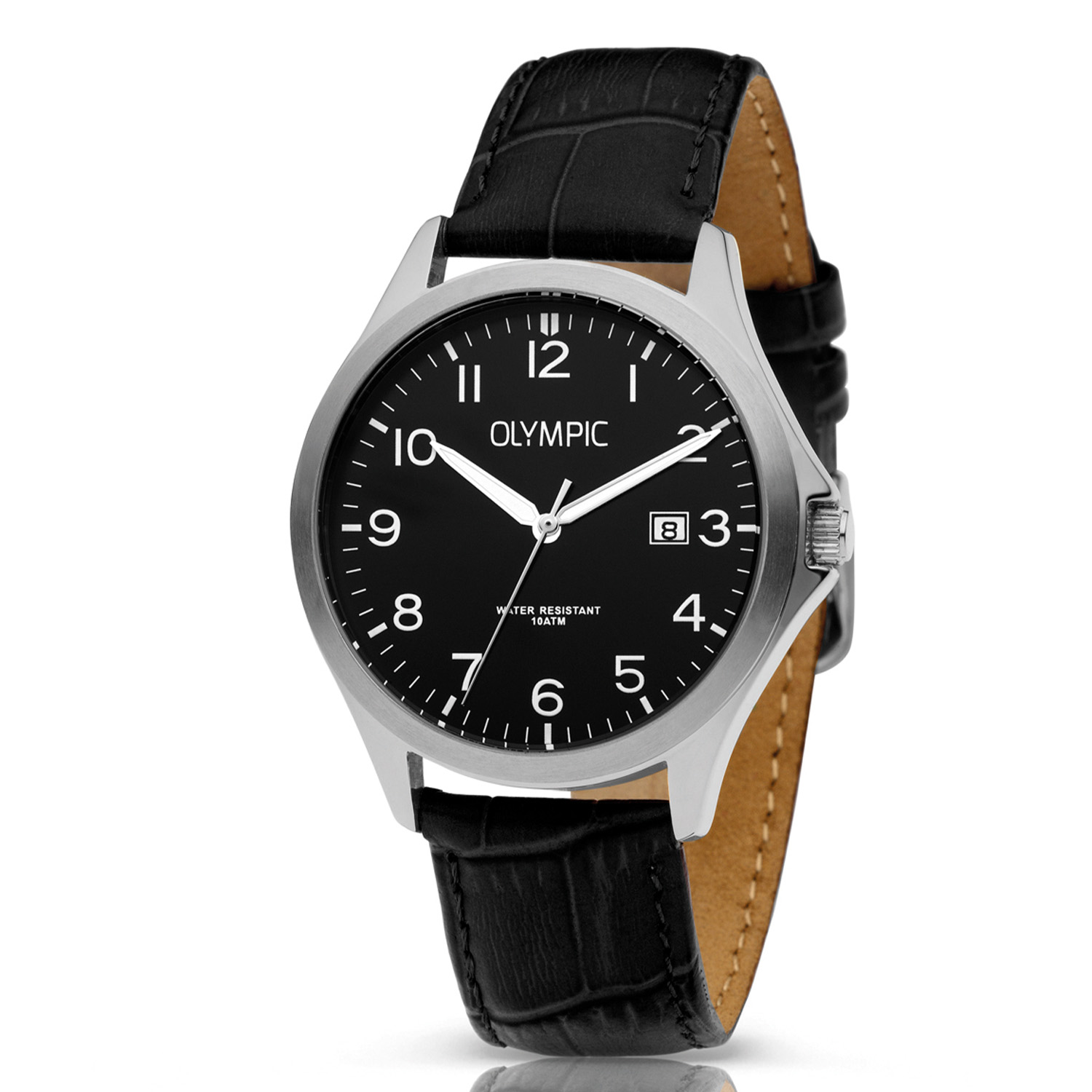 Olympic OL72HSL069 ROBIN - Horloge - Staal - Zilverkleurig - Leer - 40mm
Dit unieke Olympic horloge met artikelnummer: OL72HSL069 is een klassiek herenhorloge. De zilverkleurige stalen kast heeft een zwarte wijzerplaat met opvallende Arabische cijfers en streepjes en een datumaanduiding. Aan het horloge zit een zwarte leren band met een gesp. Het horloge heeft een mineraalglas, een afmeting van 40mm en is 10 ATM.

Waterdichtheid 10 ATM
Dit horloge is bestand tegen water bij het zwemmen en douchen. Dit horloge is niet bestand tegen (grote) waterdruk dus je kunt er niet mee duiken.

Het merk:
Het Nederlandse horlogemerk Olympic levert stoere chronografen, slimline series, digitale uurwerken en elegante dameshorloges. 

100% Nederlands ontwerp, waterdicht en standaard 3 jaar fabrieksgarantie.

Specificaties:
- Zilverkleurige horlogekast
- Zwarte wijzerplaat
- Zwarte leren band
- 10 ATM (Regen- & spatwaterdicht)
- Standaard 3 jaar fabrieksgarantie
- Mineraalglas