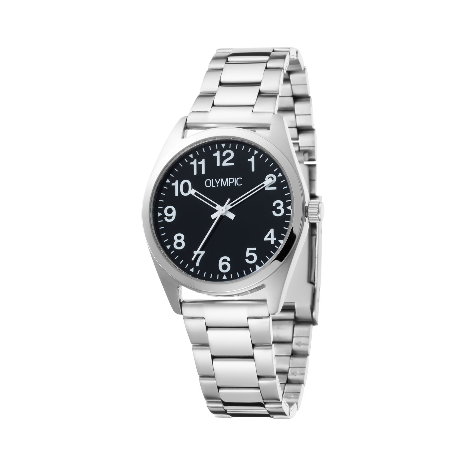 Olympic OL89HSS079 Marcel Horloge Staal 38mm 
Dit unieke Olympic horloge met artikelnummer: OL89HSS079 is een herenhorloge met een classic sportieve uitstraling. Het horloge heeft een ronde stalen kast, een zwarte wijzerplaat met Arabische cijfers en opengewerkte wijzers. Aan de kast zit een zilverkleurige stalen mat glanzende schakelband met vouwsluiting. Het horloge heeft een mineraalglas, een doorsnee van 38mm en is 5ATM.

Het merk:
Het Nederlandse horlogemerk Olympic levert stoere chronografen, slimline series, digitale uurwerken en elegante dameshorloges. 

100% Nederlands ontwerp, waterdicht en standaard 3 jaar fabrieksgarantie.

Specificaties:
- Ronde kast Ø 38mm
- Stalen horlogekast
- Zwarte wijzerplaat
- Stalen schakelband
- 5ATM 
- Standaard 3 jaar fabrieksgarantie
- Mineraalglas