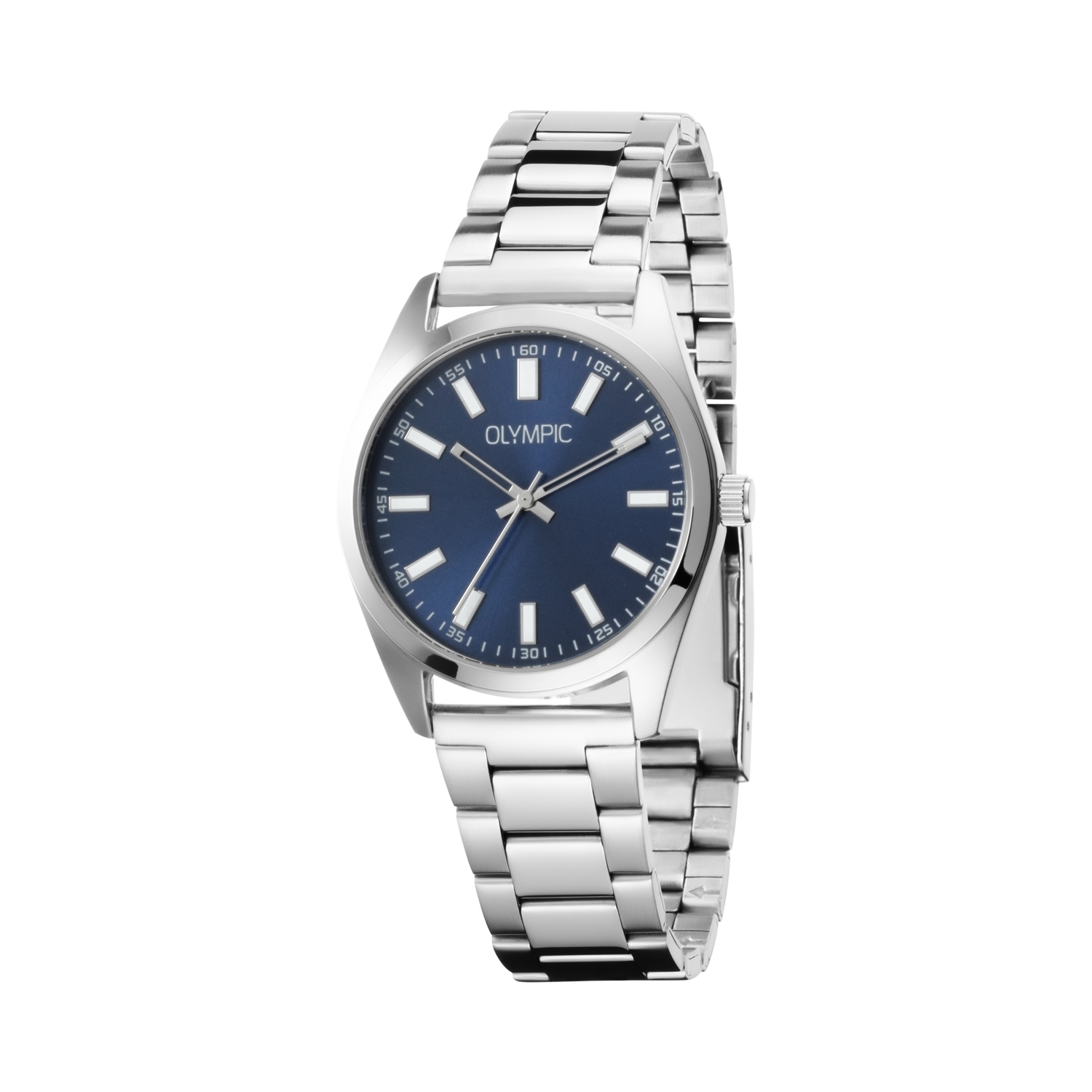 Olympic OL89HSS080 Marcel Horloge Staal 38mm 
Dit unieke Olympic horloge met artikelnummer: OL89HSS080 is een herenhorloge met een classic sportieve uitstraling. Het horloge heeft een ronde stalen kast met een blauwe wijzerplaat met streepjes en opengewerkte wijzers. Aan de kast zit een zilverkleurige stalen mat glanzende schakelband met vouwsluiting. Het horloge heeft een mineraalglas, een doorsnee van 38mm en is 5ATM.

Het merk:
Het Nederlandse horlogemerk Olympic levert stoere chronografen, slimline series, digitale uurwerken en elegante dameshorloges. 

100% Nederlands ontwerp, waterdicht en standaard 3 jaar fabrieksgarantie.

Specificaties:
- Ronde kast Ø 38mm
- Stalen horlogekast
- Blauwe wijzerplaat
- Stalen schakelband
- 5ATM 
- Standaard 3 jaar fabrieksgarantie
- Mineraalglas