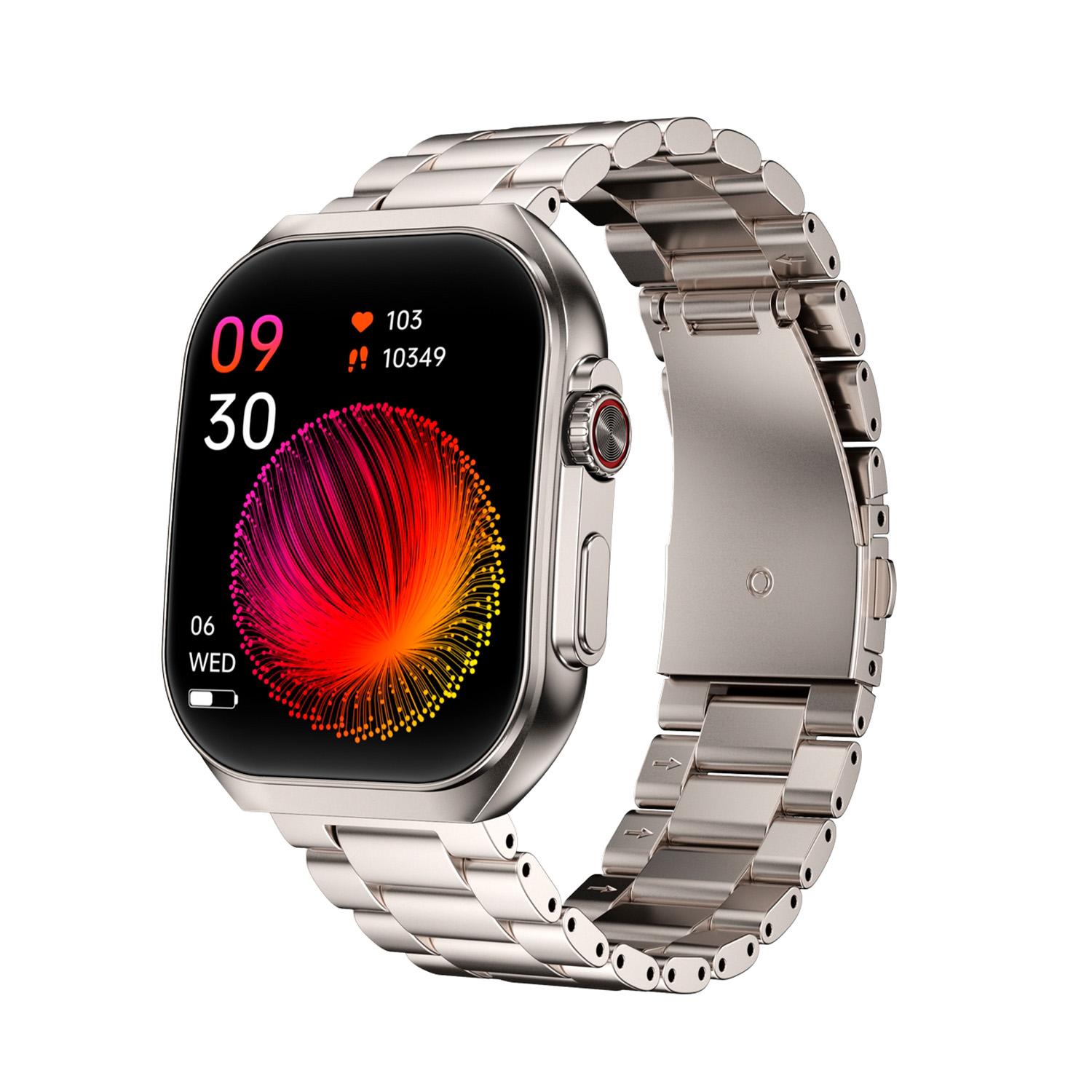 SMARTY2.0 SW090I Smartwatch Alloy Siliconen 50x41mm
Dit Smarty Smartwatch horloge met nr: SW090I is een stap in de toekomst. Door zijn Ultra Amoled scherm is het beeld vele malen scherper en intenser. De zilverkleurige kast is gemaakt van aluminium met een gehard glas. Aan de kast zit een zilverkleurige schakelband met een vouwsluiting. Het rechthoekige horloge heeft een afmeting van 50x41x11,5mm en is spatwaterdicht. Deze smartwatch is sportief, stijlvol, maar zeker gebruiksvriendelijk. Om door apps, berichten en tekst te bladeren hoeft je alleen maar op het glas te tikken of de knop te gebruiken. Tevens heeft het een Find my watch functie.

Merk:
SMARTY2.0
Smartwatches verbinden je met de wereld. 
SMARTY2.0 biedt een brede keuze aan vormen en functionaliteiten. Een ronde of rechthoekige smartwatch? Eentje voor de smalle pols? Een ladies watch of een kids watch?  SMARTY2.0 heeft het allemaal.
De keuze qua functionaliteiten is onuitputtelijk: bluetooth bellen, stappenteller, hartslag- en bloeddrukmeter,  meerdere verschillende sporttrackers, menstruatie en ovulatie herinneringen, ingebouwde GPS, vind mijn smartphone en heel veel meer. Maak je eigen keuze.
Iedere SMARTY werkt zowel met iOS als met Android en is moeiteloos via een QR-code te koppelen met iedere mobiele telefoon. Misschien wel dé makkelijkste smartwatch voor iedereen.
SMARTY2.0 staat voor hoge kwaliteit in een betaalbaar prijssegment: € 79 - € 199.

Highlights:
- Geschikt voor Android en iOS  
- De Smartwatch heeft Bluetooth call 
- Hoge batterij efficientie
- 24 uur hartritme meting
- Bevat smart music en mini games
- Door de verschillende meters en tellers is het mogelijk om onder andere de hartslag, stappen, snelheid, slaap, luchtdruk, stress, hoogte- en diepte te meten
- D.m.v. de ingebouwde GPS, is het mogelijk om offline te navigeren en achteraf je route terug te kijken (zonder dat de telefoon in de buurt is)
- Stof,- Waterdichtheid: IP68
