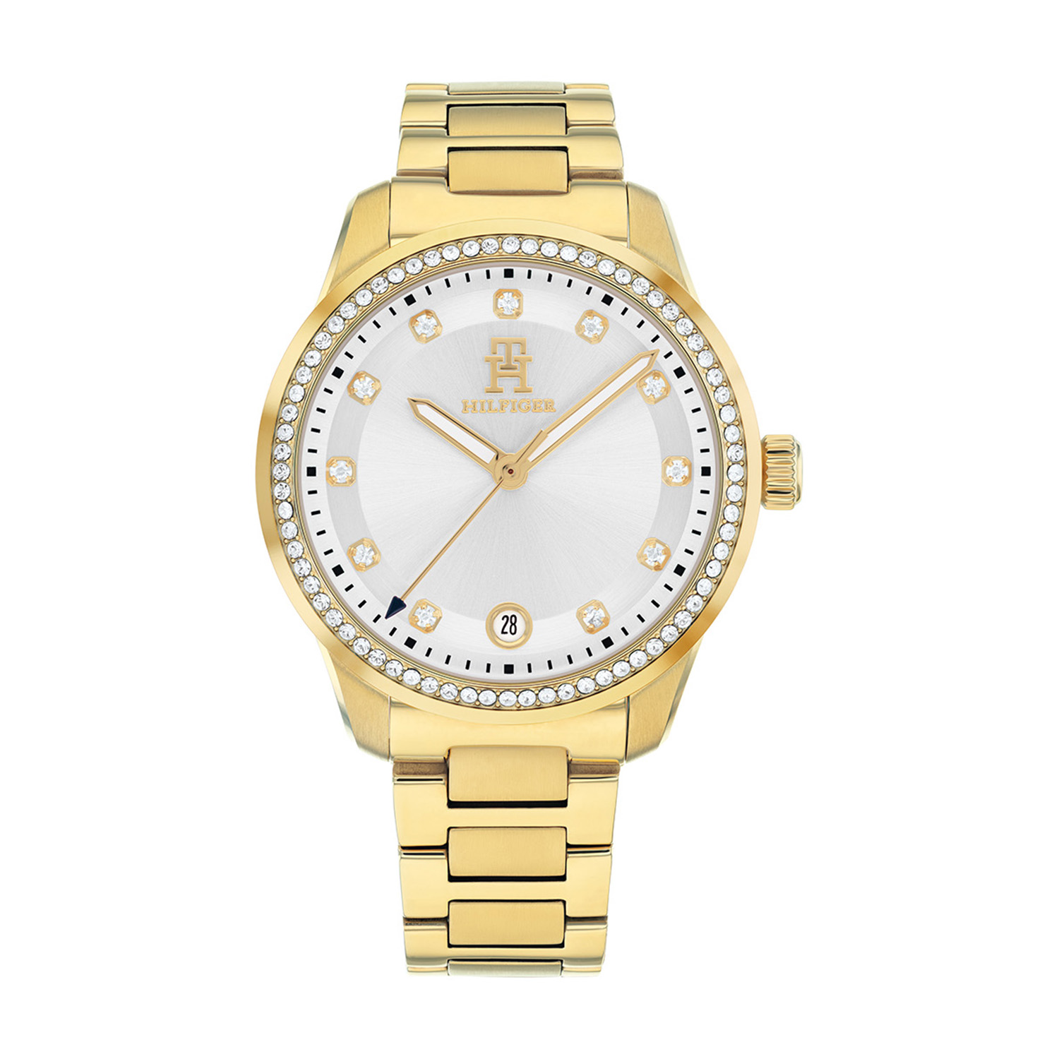 Tommy Hilfiger TH1782758 Horloge Dames Staal Goudkleurig 36mm
Dit specifieke horloge van Tommy Hilfiger uit de TH85 serie met artikelnr: TH1782758 is een chique horloge die zeker in je collectie past. Het stalen dameshorloge heeft een ronde goudkleurige kast met een bezel vol gezet met kristallen. Op de zilverwitte sunray wijzerplaat zijn kristallen geplaatst die de uren aanduiden voor een extra feestelijk uiterlijk. De goudkleurige schakelband is op lengte verstelbaar en heeft een vouwsluiting. Het horloge heeft een datumaanduiding, mineraalglas, een doorsnee van 36mm en is 5ATM.  

Het merk:
Sinds de lancering van het merk in 1985 is Tommy Hilfiger wereldwijd bekend geworden als pionier van de klassieke Amerikaanse coole stijl. Geïnspireerd door de iconische popcultuur en het Amerikaanse erfgoed. De dames en herencollectie van dit seizoen bestaan uit minimalistische silhouetten en rustieke lederen details. De herenhorlogecollectie biedt iconische uurwerken met roestvrijstalen, lederen en siliconen banden.

Specificaties:
- Mineraalglas
- Ronde kast 36mm
- Kristallen bezel
- Goudkleurige horlogekast
- Zilverwitte wijzerplaat
- Goudkleurige schakelband
- Kristallen
- 5ATM
