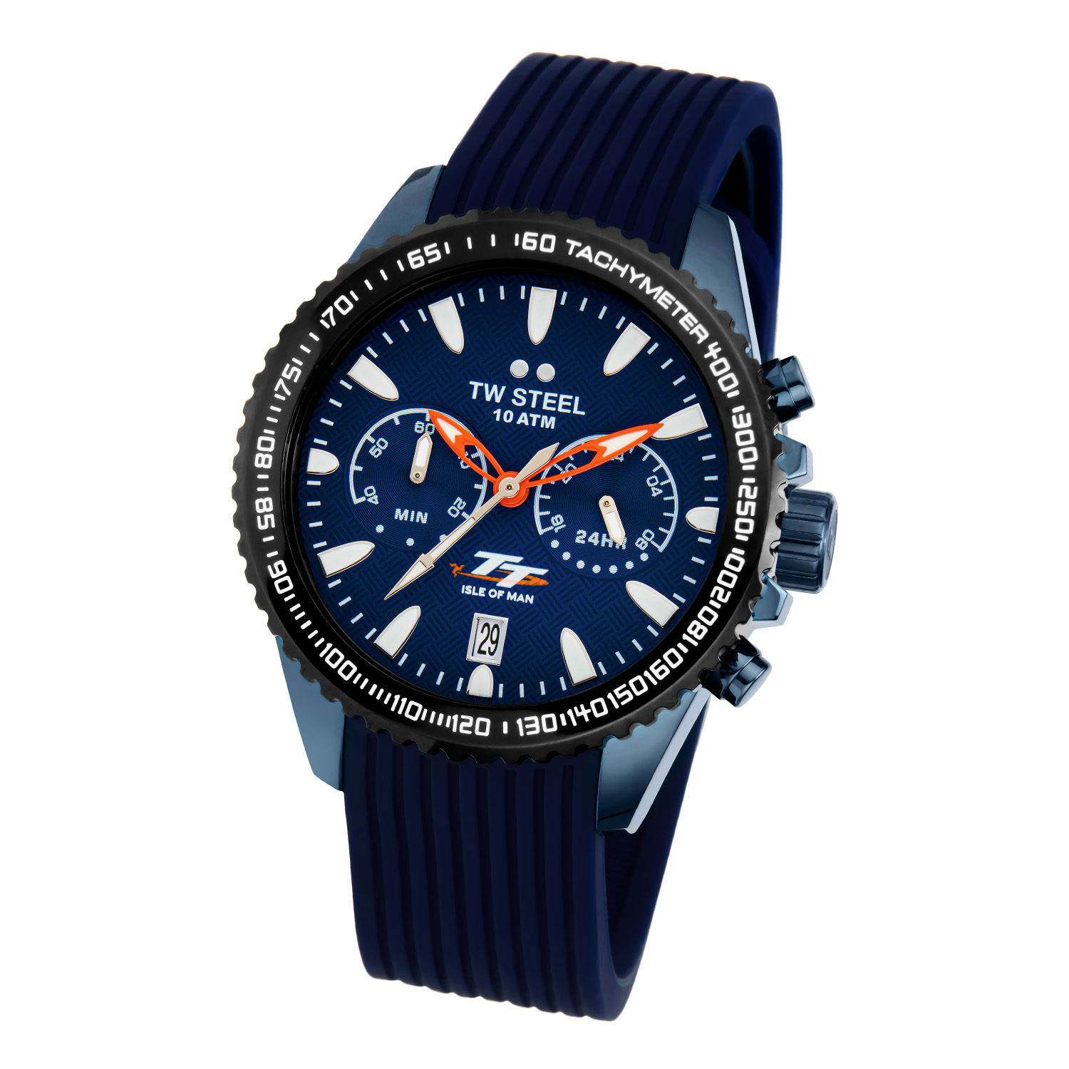 Dit is een herenhorloge van het merk TW Steel uit de serie Vanceur Sport. Met een horlogekast gemaakt van staal en een blauwe band van rubber.

De specificaties zijn als volgt:
Kast:staal
Kastmateriaal: Staal
Kastkleur: Blauw
Kastvorm: Rond
Wijzerplaatkleur: Blauw

Band:
Bandmateriaal: Rubber
Bandkleur: Blauw
Sluiting: Gesp

Overig:
Tijdsaanduiding: Chronograaf
Type uurwerk: Quartz
Datumaanduiding: Ja