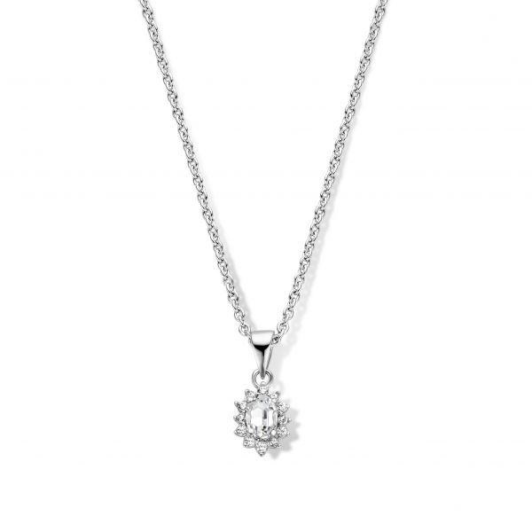 Schitterende zilveren ketting met hangertje van het merk New Bling. Past bij iedere look. Perfect om te mixen en matchen met de andere schitterende sieraden van New Bling