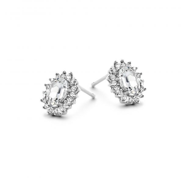 New Bling 9NB-0531 Zilveren Oorknopjes Dames - Zirkonia - Entourage - 10x8mm - Zilverkleurig