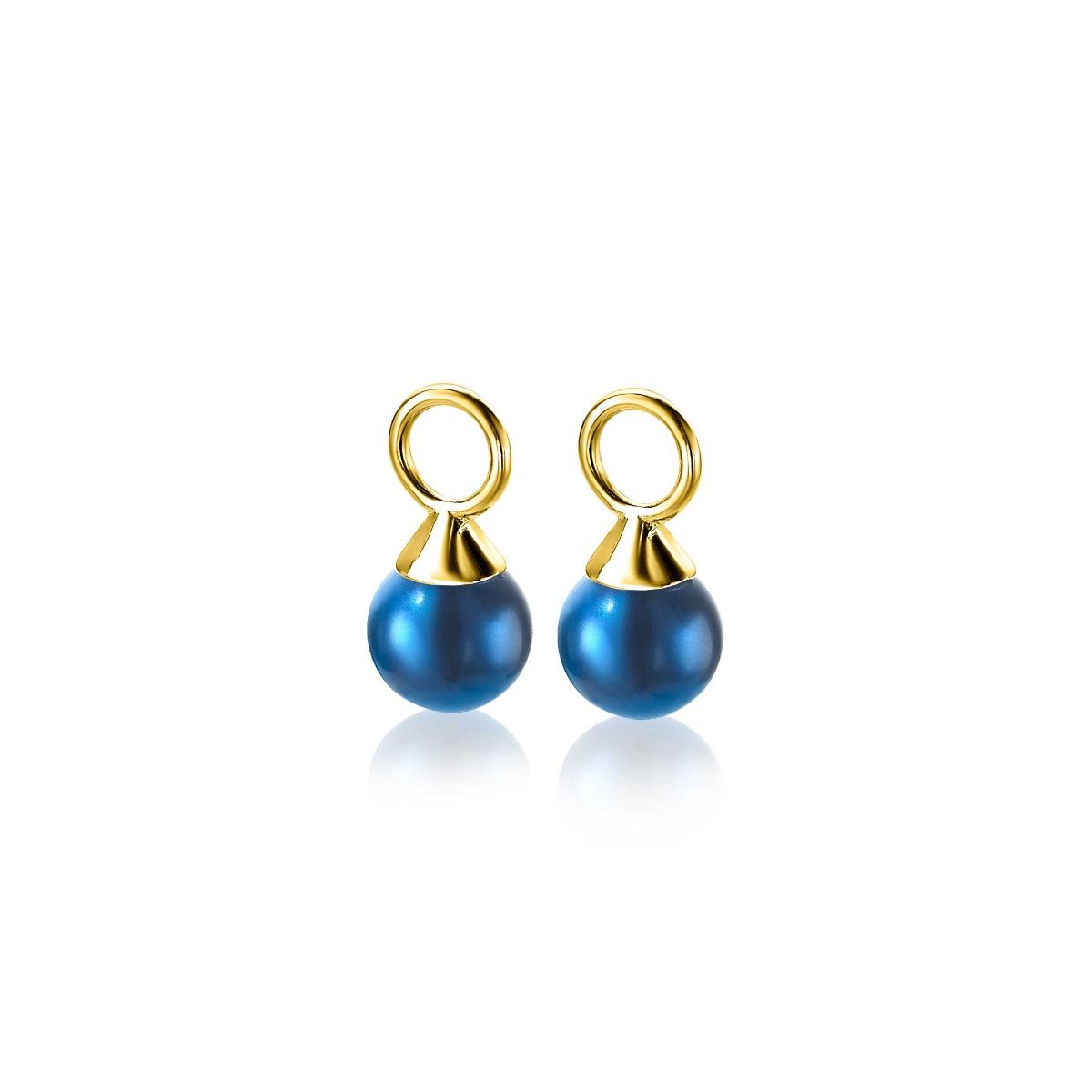 ZINZI zlv. creoolhangers .verg. blauwe parel 6mm