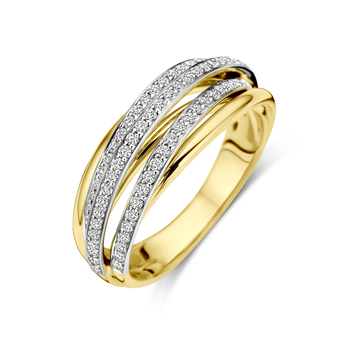 GG RING CROSS OVER MET DIAMANT 0.52 CT H SI