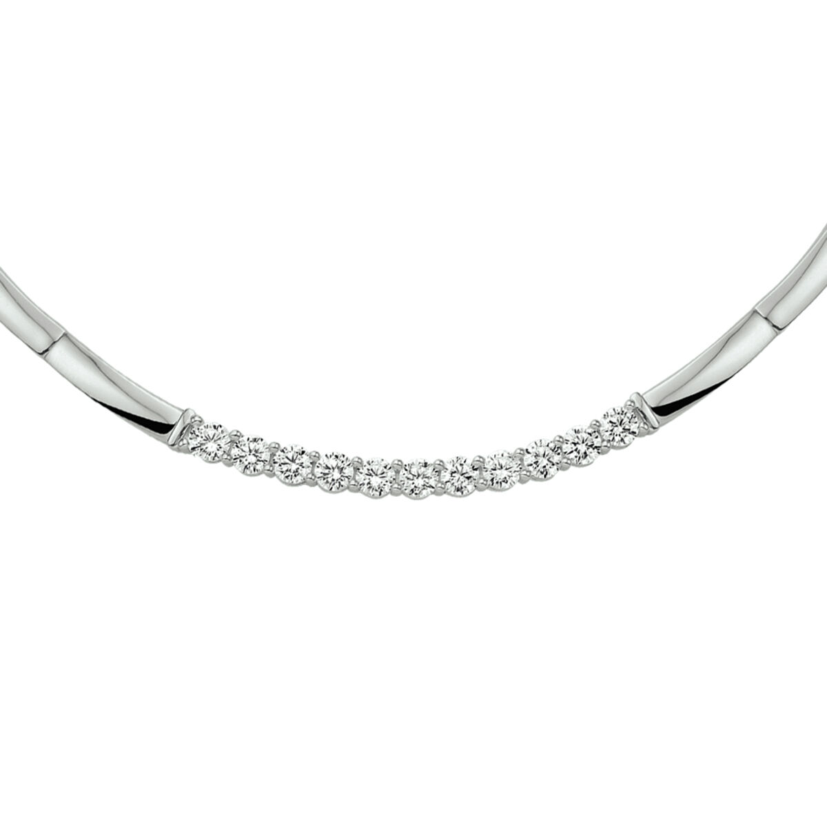 Gerhodineerd zilveren collier met zirkonia. Het collier is onderdeel van een set. De schakelbreedte is 4.0mm.