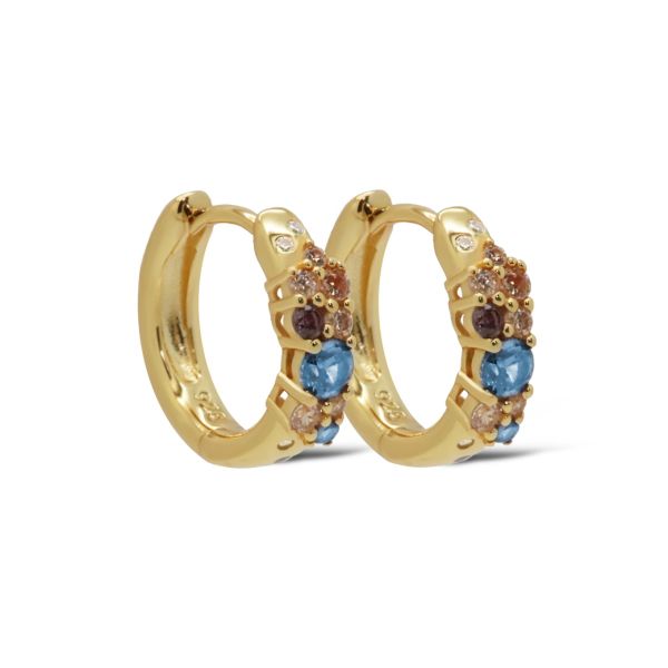 Karma Jewelry zilver vergulde oorringen Nira Light Blue