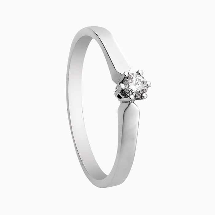 
14 karaat gouden solitair ring met briljant geslepen diamant.

Diamant kwaliteit Top Wesselton VS/SI