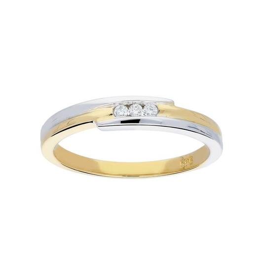 Gouden ring briljant 3-0.05ct. G-SI bicolor 14.kt mt54