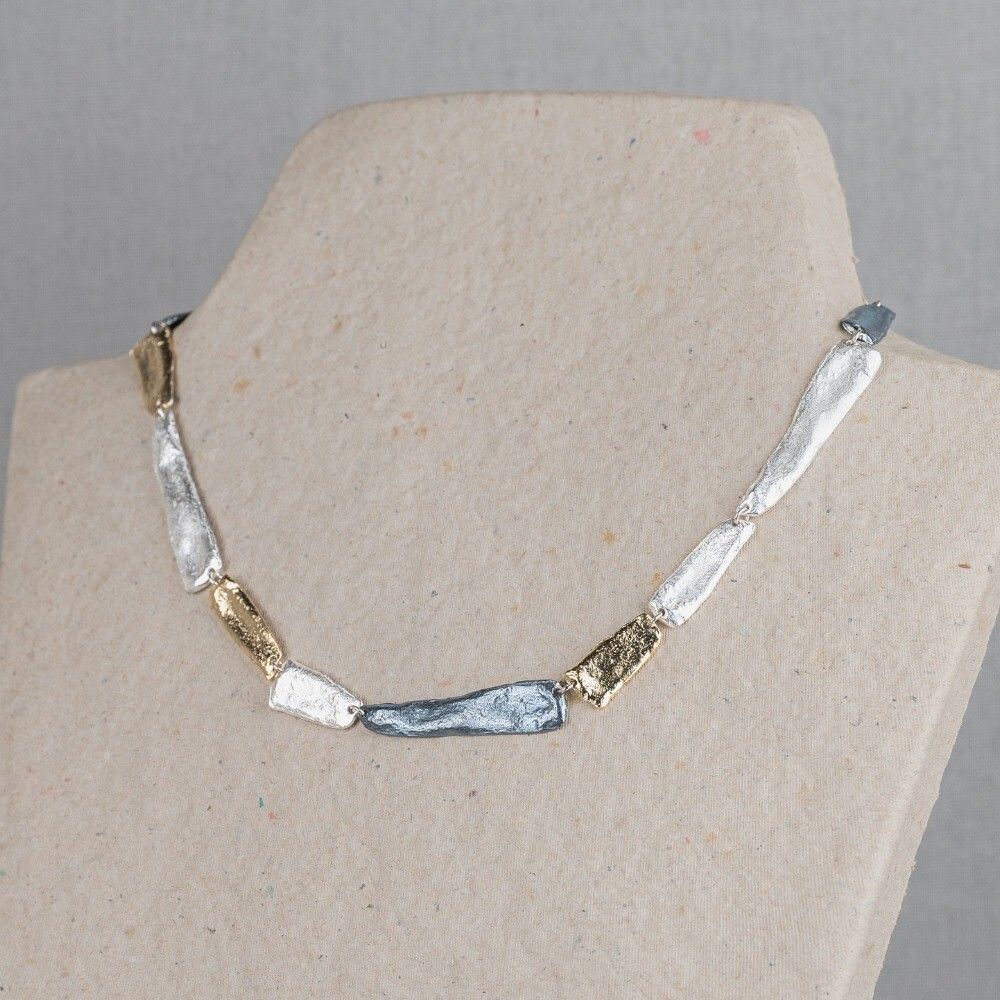 Collier klein en groot drie kleuren Zilver, oxy, verguld