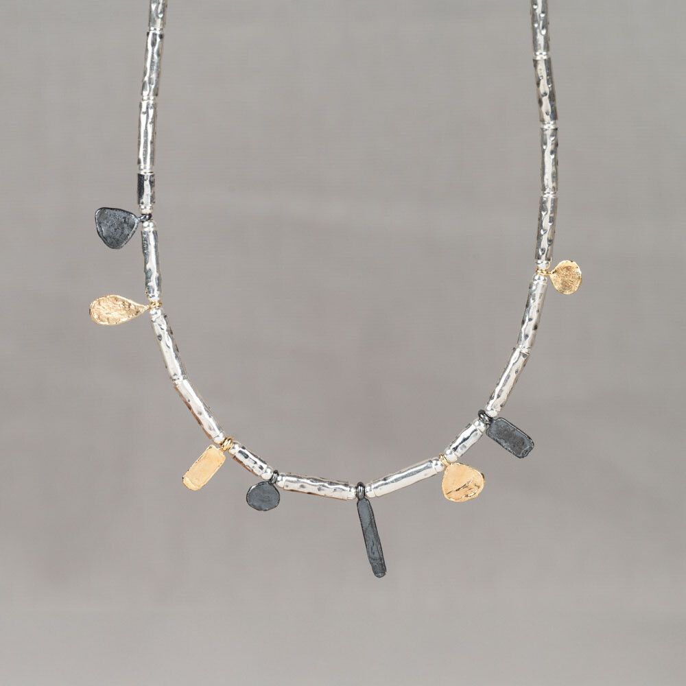 Collier tubes zilver, oxy, verguld Snippers 925 zilver, oxy, verguld