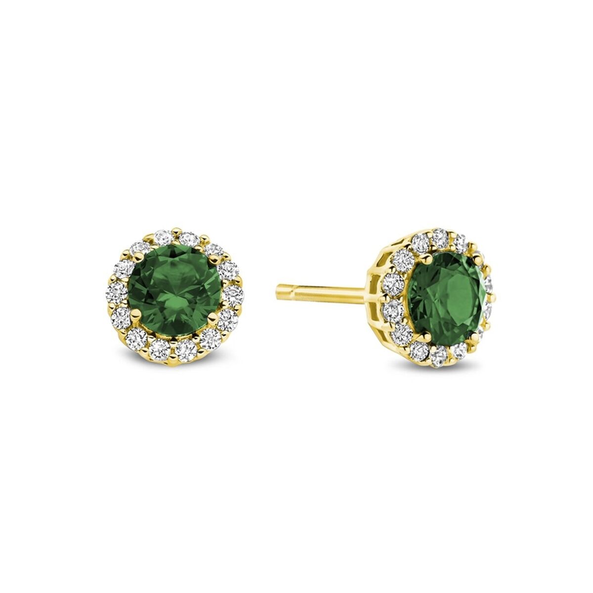 New bling zilver vergulden oorknoppen
Met groen en witte zirkonia’s 