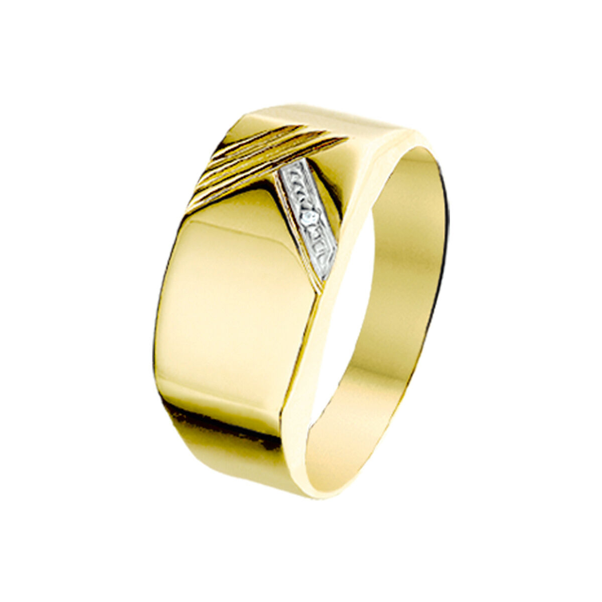 De Van Zaanen huiscollectie Herenring, model RING, is een verfijnde geelgouden ring met een diamant van 0.005ct. Perfect voor speciale gelegenheden of dagelijks gebruik. Draag het aan de ringvinger voor een klassieke uitstraling of combineer met andere sieraden voor een moderne touch. Een tijdloos stuk dat elegantie en stijl toevoegt aan iedere outfit.