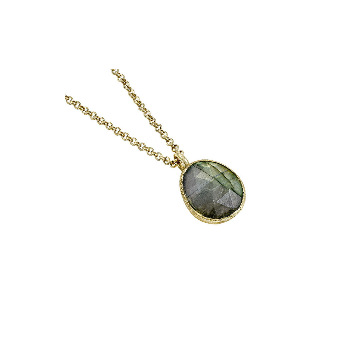 Jorge Revilla zilveren 18 krt vergulde hanger met echte labradoriet