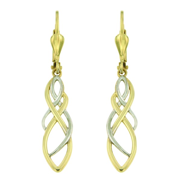 14k Bicolor oorhangers, voorzien van een stevige brisuren