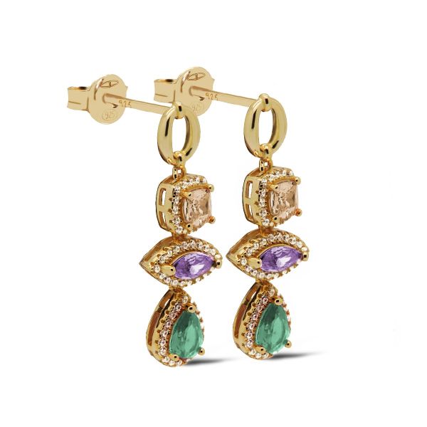 Karma oorstekers SPRING SPICE | zilver verguld | zirkonia's | X141GP_SC