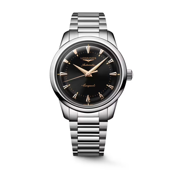 Dit Longines horloge behoort tot de Conquest heritage collectie.
Referentienummer: L1.650.4.52.6

De Longines Conquest collectie roept durf en creatieve geest op. De Conquest lijn was de eerste horlogelijn van het merk waarvan de naam in 1954 door het Zwitserse federale instituut voor intellectueel eigendom werd beschermd. De Conquest heritage-lijn is een eerbetoon aan de eerste Conquest modellen die meer dan 70 jaar geleden gelanceerd werden. Deze modellen combineren naadloos de klassieke stijl van de jaren 50 met moderne horlogetechnologie. 

Dit horloge is voorzien van een automatisch L888 uurwerk met 25.200 vibraties per uur en een gangreserve van ongeveer 72 uur. Het horloge is bestand tegen magnetische velden. De kast en band zijn gemaakt van roestvrij staal. Het horloge heeft een diameter van 40 mm en is getest op een waterdichtheid van 5 ATM / 50 meter. Het horloge heeft een krasbestendig saffierglas met meerdere lagen anti-reflecterende coating aan beide zijden