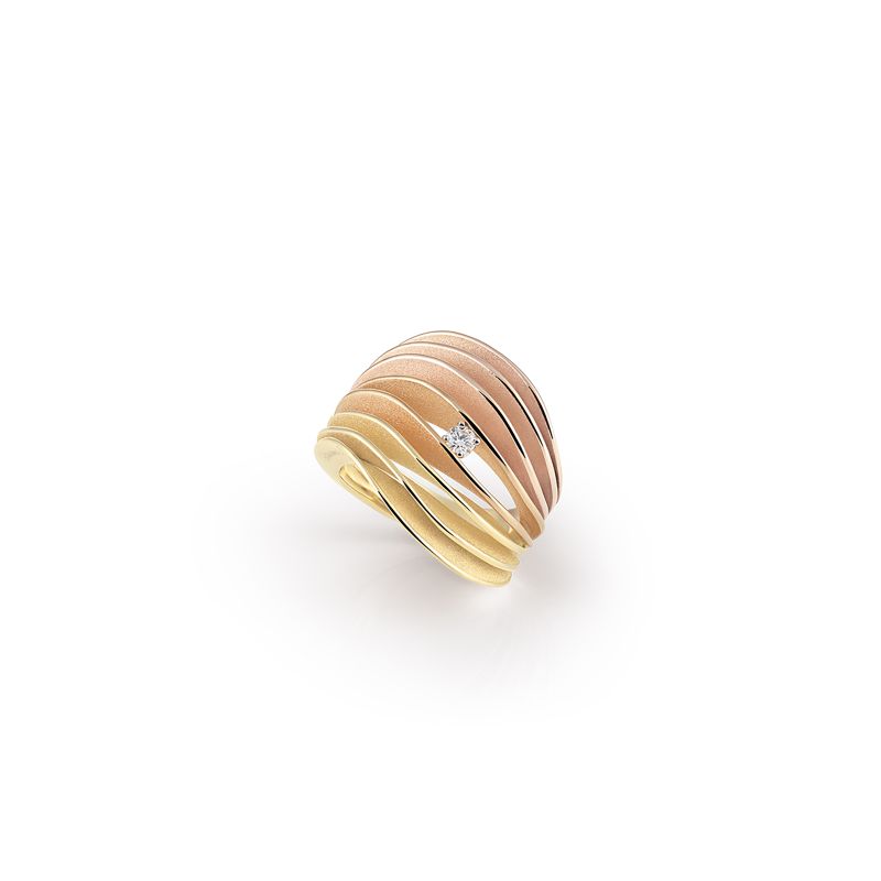 Velaa Star Series Ring, 18Kt Yellow Sunrise, Orange Apricot and Pink Champagne Gold with Diamond

Dia ct. 0.1