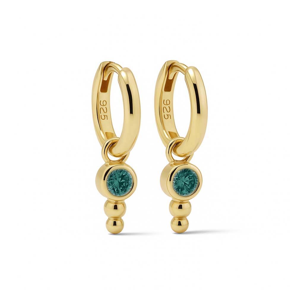 Karma oorringen NINA Dot TEAL BLUE | zilver verguld | zirkonia's | A158GP_TB